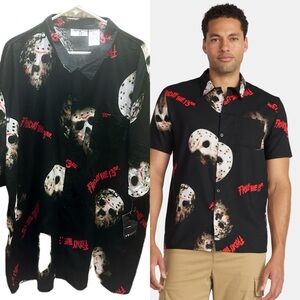 Warner Bros. Friday the 13Th Black and Red Graphic Men's Shirt 3XL